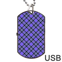 Blue Tartan Plaid 1 Diagonal Dog Tag Usb Flash (one Side) by dressshop