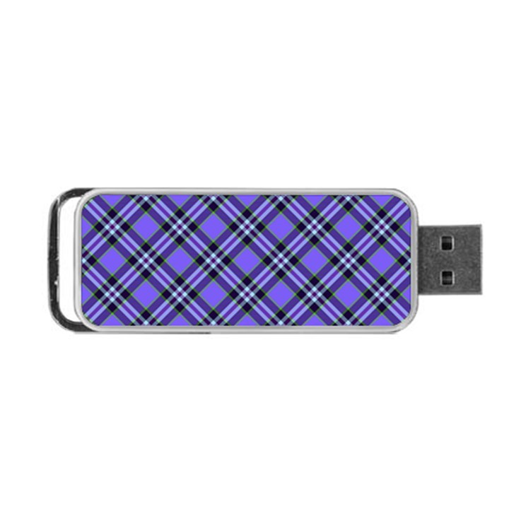 Blue Tartan Plaid 1 Diagonal Portable USB Flash (One Side)