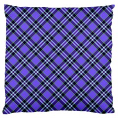 Blue Tartan Plaid 1 Diagonal Large Premium Plush Fleece Cushion Case (two Sides) by dressshop