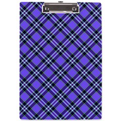 Blue Tartan Plaid 1 Diagonal A4 Acrylic Clipboard by dressshop