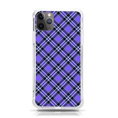 Blue Tartan Plaid 1 Diagonal Iphone 11 Pro Max 6 5 Inch Tpu Uv Print Case by dressshop