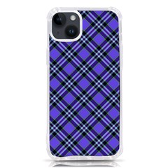 Blue Tartan Plaid 1 Diagonal Iphone 14 Plus Tpu Uv Print Case by dressshop