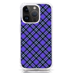 Blue Tartan Plaid 1 Diagonal Iphone 14 Pro Tpu Uv Print Case by dressshop