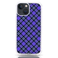 Blue Tartan Plaid 1 Diagonal Iphone 13 Mini Tpu Uv Print Case by dressshop