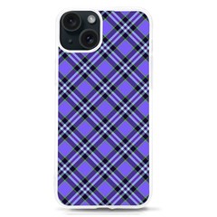 Blue Tartan Plaid 1 Diagonal Iphone 15 Tpu Uv Print Case by dressshop