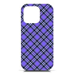 Blue Tartan Plaid 1 Diagonal Iphone 16 Pro Black Uv Print Pc Hardshell Case by dressshop