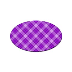 Purple Plaid Tartan 3 Diagonal (2) Sticker Oval (10 Pack) by dressshop