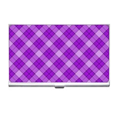 Purple Plaid Tartan 3 Diagonal (2) Business Card Holder by dressshop