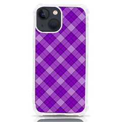 Purple Plaid Tartan 3 Diagonal (2) Iphone 13 Mini Tpu Uv Print Case by dressshop