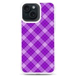 Purple Plaid Tartan 3 Diagonal (2) iPhone 15 Plus TPU UV Print Case Front