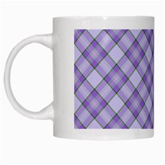 Purple Plaid Tartan 2 Diagonal White Mug by dressshop