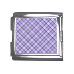 Purple Plaid Tartan 2 Diagonal Mega Link Italian Charm (18mm) by dressshop