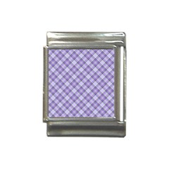 Purple Plaid Tartan 2 Diagonal Italian Charm (13mm) by dressshop