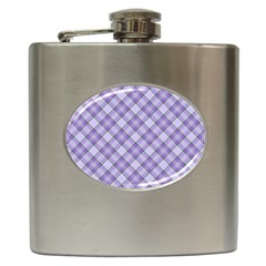 Purple Plaid Tartan 2 Diagonal Hip Flask (6 Oz) by dressshop