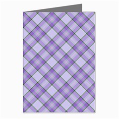 Purple Plaid Tartan 2 Diagonal Greeting Card by dressshop