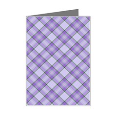 Purple Plaid Tartan 2 Diagonal Mini Greeting Card by dressshop