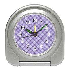 Purple Plaid Tartan 2 Diagonal Travel Alarm Clock by dressshop