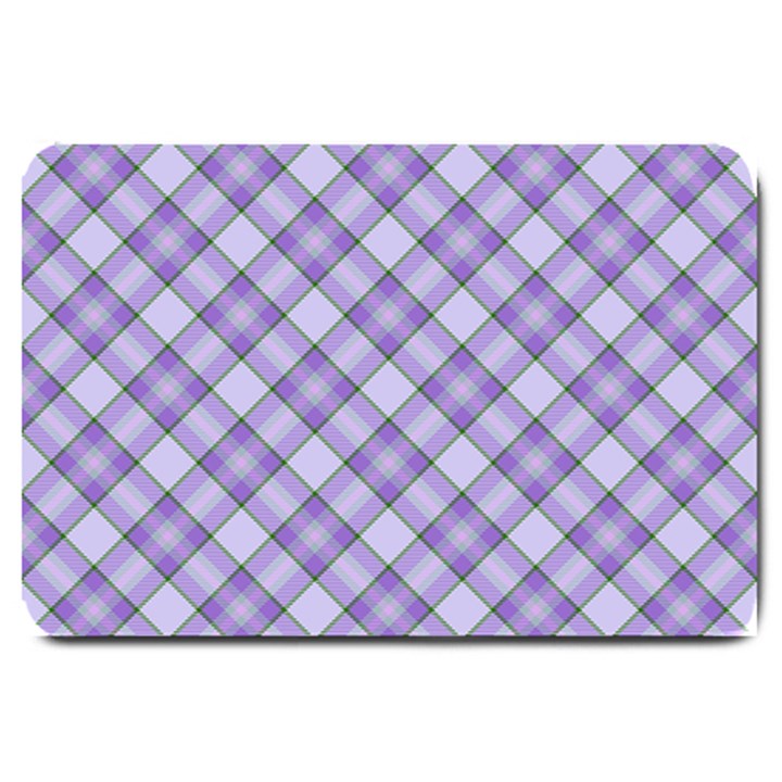 Purple Plaid Tartan 2 Diagonal Large Doormat