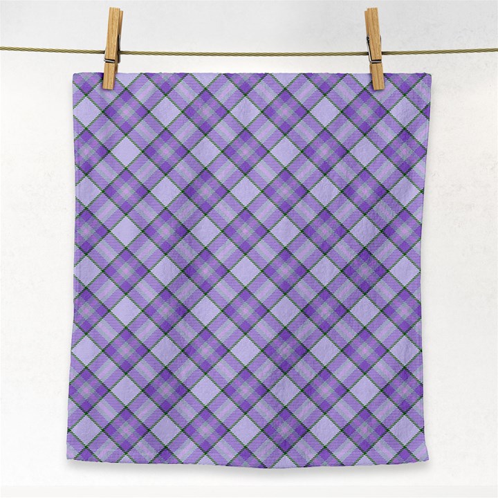 Purple Plaid Tartan 2 Diagonal Face Towel