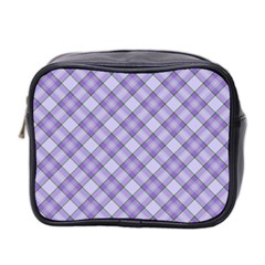 Purple Plaid Tartan 2 Diagonal Mini Toiletries Bag (two Sides) by dressshop