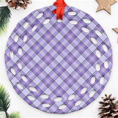 Purple Plaid Tartan 2 Diagonal Ornament (round Filigree) by dressshop