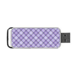 Purple Plaid Tartan 2 Diagonal Portable Usb Flash (one Side) by dressshop