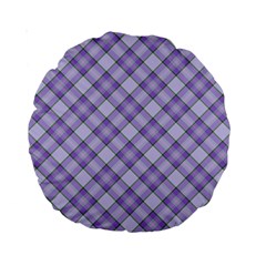 Purple Plaid Tartan 2 Diagonal Standard 15  Premium Round Cushions by dressshop