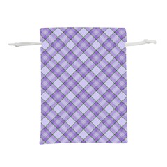 Purple Plaid Tartan 2 Diagonal Lightweight Drawstring Pouch (l) by dressshop