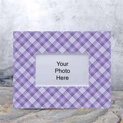 Purple Plaid Tartan 2 Diagonal White Tabletop Photo Frame 4 x6  by dressshop