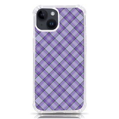 Purple Plaid Tartan 2 Diagonal Iphone 14 Tpu Uv Print Case by dressshop