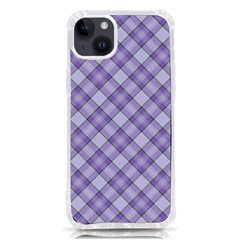 Purple Plaid Tartan 2 Diagonal Iphone 14 Plus Tpu Uv Print Case by dressshop