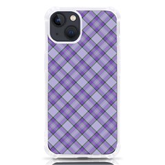 Purple Plaid Tartan 2 Diagonal Iphone 13 Tpu Uv Print Case by dressshop