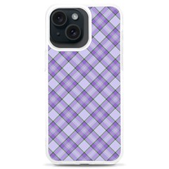 Purple Plaid Tartan 2 Diagonal Iphone 15 Plus Tpu Uv Print Case by dressshop