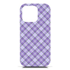 Purple Plaid Tartan 2 Diagonal Iphone 16 Pro Black Uv Print Pc Hardshell Case by dressshop