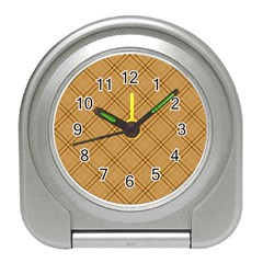 Autumn Fall Plaid Tartan 1 Diagonal Travel Alarm Clock by dressshop