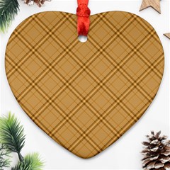 Autumn Fall Plaid Tartan 1 Diagonal Heart Ornament (two Sides) by dressshop