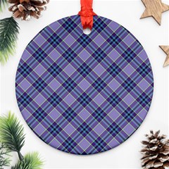 Purple Plaid Tartan 1 Diagonal Ornament (round) by dressshop