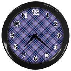 Purple Plaid Tartan 1 Diagonal Wall Clock (black) by dressshop