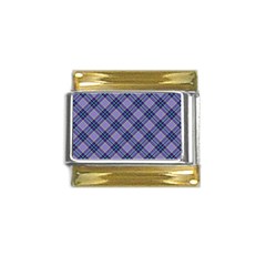 Purple Plaid Tartan 1 Diagonal Gold Trim Italian Charm (9mm) by dressshop