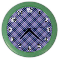 Purple Plaid Tartan 1 Diagonal Color Wall Clock by dressshop