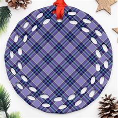 Purple Plaid Tartan 1 Diagonal Ornament (round Filigree) by dressshop