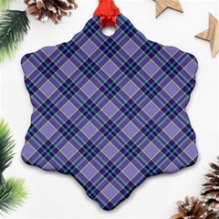 Purple Plaid Tartan 1 Diagonal Snowflake Ornament (two Sides) by dressshop