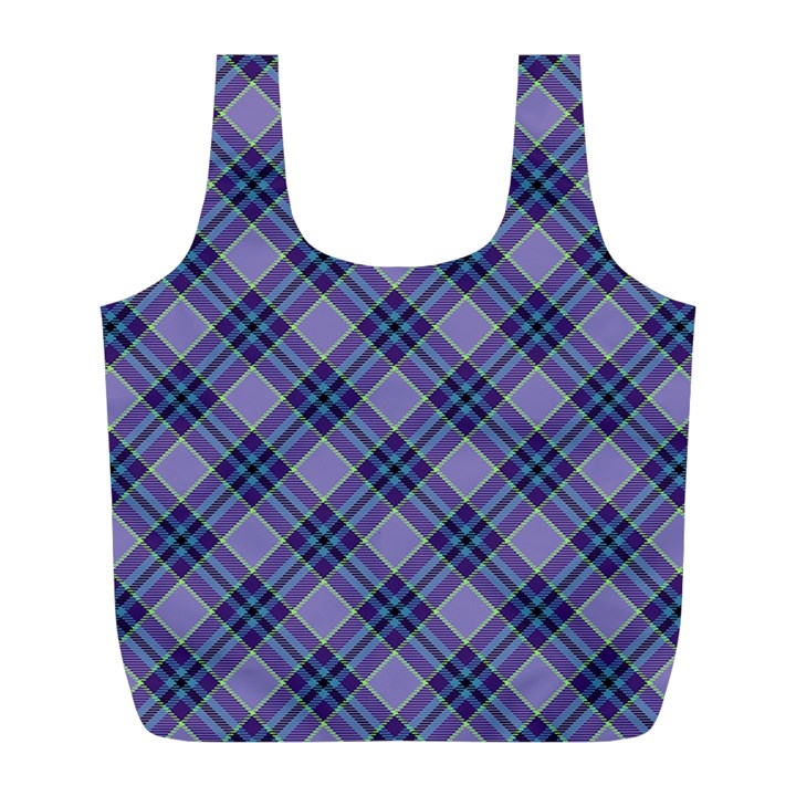 Purple Plaid Tartan 1 Diagonal Full Print Recycle Bag (L)