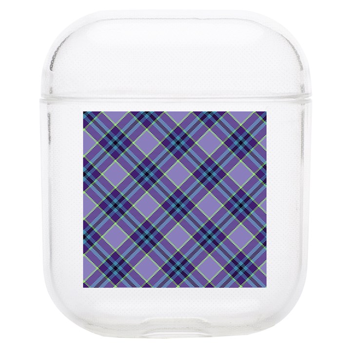 Purple Plaid Tartan 1 Diagonal Soft TPU AirPods 1/2 Case