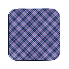 Purple Plaid Tartan 1 Diagonal Square Metal Box (black) by dressshop