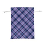 Purple Plaid Tartan 1 Diagonal Lightweight Drawstring Pouch (L) Back