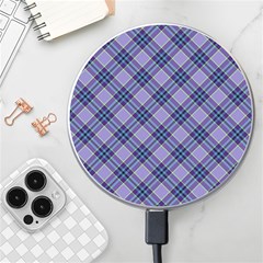 Purple Plaid Tartan 1 Diagonal Wireless Fast Charger(white) by dressshop