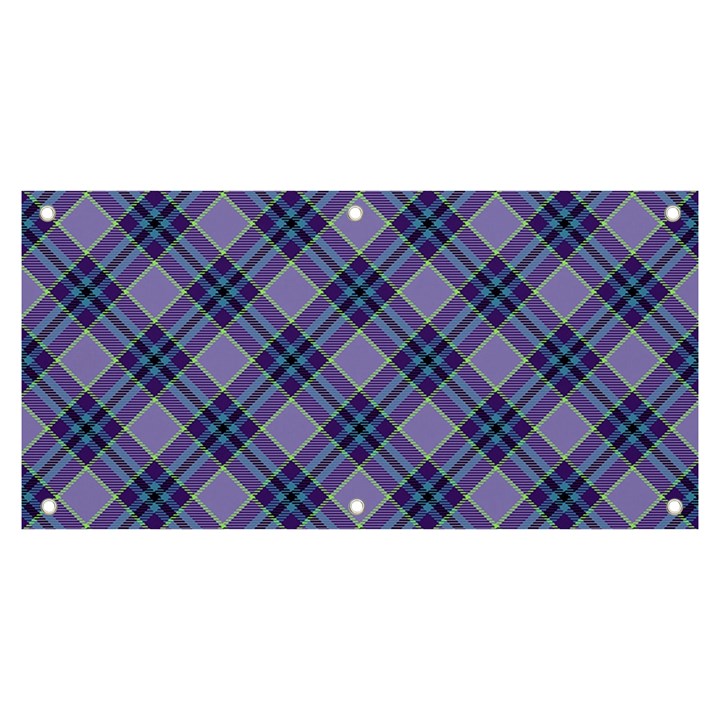 Purple Plaid Tartan 1 Diagonal Banner and Sign 6  x 3 