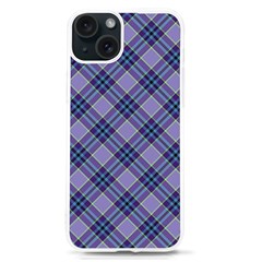 Purple Plaid Tartan 1 Diagonal Iphone 15 Tpu Uv Print Case by dressshop