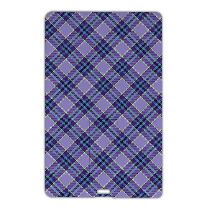 Purple Plaid Tartan 1 Diagonal Name Card Style USB Flash Drive